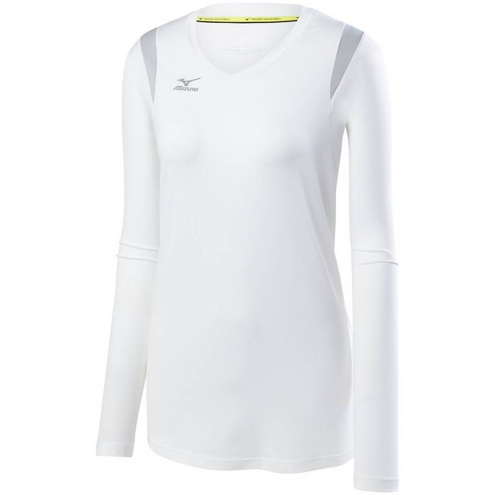 Mizuno Balboa 5.0 Long Sleeve - Bayan Forma - Beyaz/Gümüş Türkiye (OYIGLN-043)